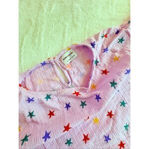 BOBO CHOSES Girls Pink Rainbow Star Muslin Cotton Blouse Size 10-11 Years